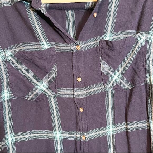 A New Day Plaid Collared Long Sleeve Front Pockets Button Down Shirt Blue XXL - Picture 12 of 15
